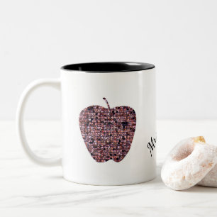 Mosaic Stached Glass Apple Teacher's Namn Två-Tonad Mugg