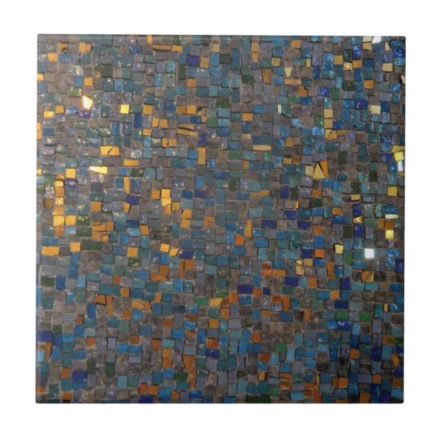 Mosaic Stones in Blue and Guld Glass Underlägg (Framsidan)