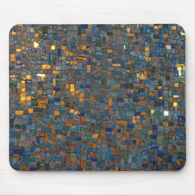 Mosaic Stones in Blue and Guld Mousepad Musmatta (Framsidan)