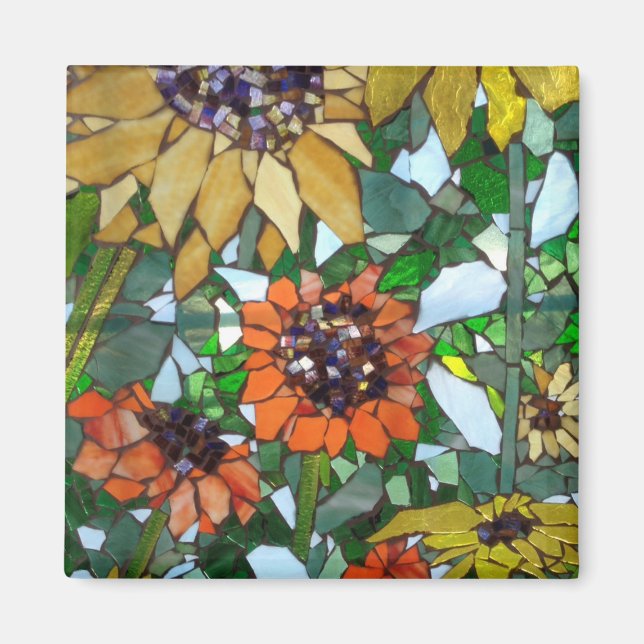 Mosaic Sunblommor Magnet (Framsidan)