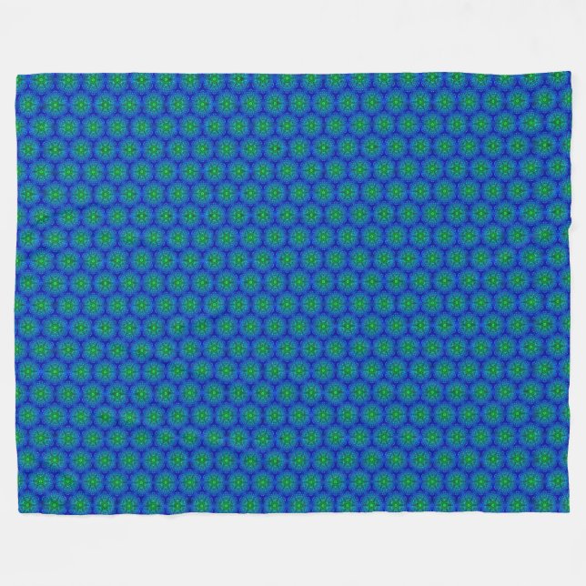 Mosaic Tile Blue och Grönt Fleece Blanket (Framsidan (Horisontell))