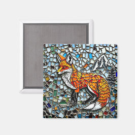 Mosaic Tile Fox Wildlife Art Magnet