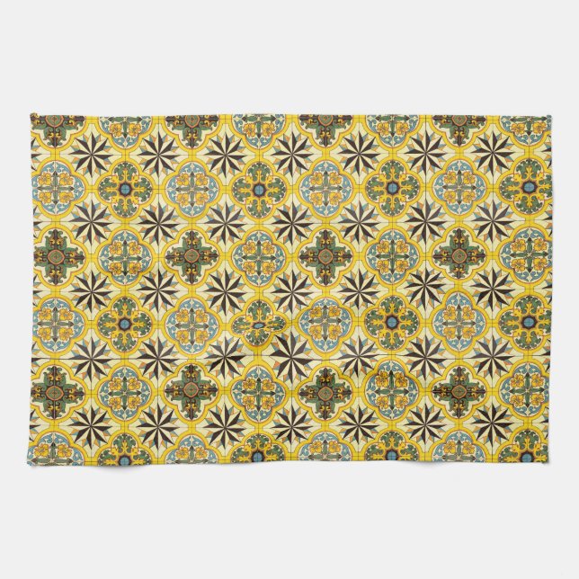 Mosaic Tile Mönster Kitchen Towels Kökshandduk (Horisontell)