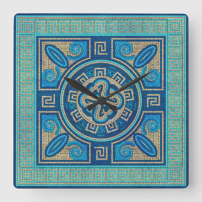 Mosaic Tile Ornament Fyrkantig Klocka (Framsida)