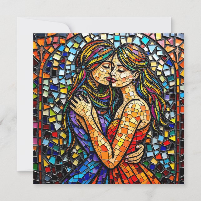 Mosaic Tile Stil Ai Art Romantic Embrace (Framsida)