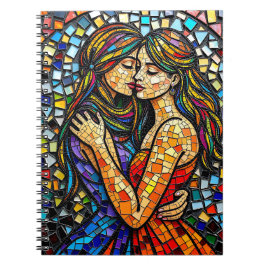 Mosaic Tile Stil Ai Art Romantic Embrace Anteckningsbok