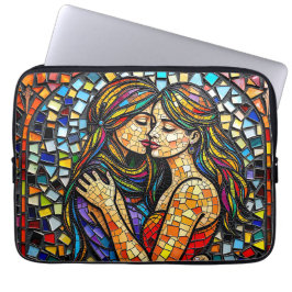 Mosaic Tile Stil Ai Art Romantic Embrace Laptop Fodral