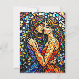 Mosaic Tile Stil Ai Art Romantic Embrace Vykort