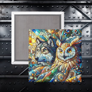 Mosaic Tile Varg och Uggla Magnet