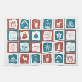 Mosaic Tiled Grönt Red Mönster Kökshandduk