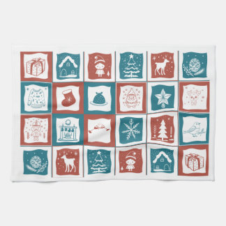 Mosaic Tiled Grönt Red Mönster Kökshandduk