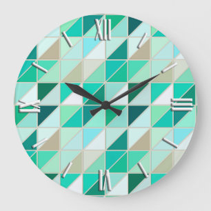 Mosaic Tiles - grönt av skaldjur Stor Klocka