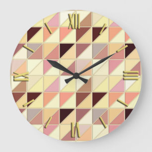Mosaic Tiles - gult, guld och jordtoner Stor Klocka