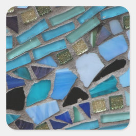 Mosaic Tiles of Blue and Grönt Fyrkantigt Klistermärke