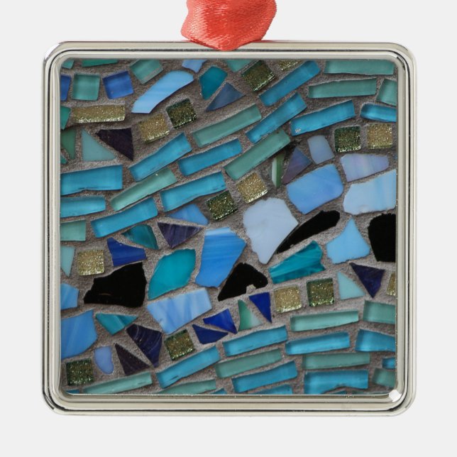 Mosaic Tiles of Blue and Grönt Julgransprydnad Metall (Framsidan)