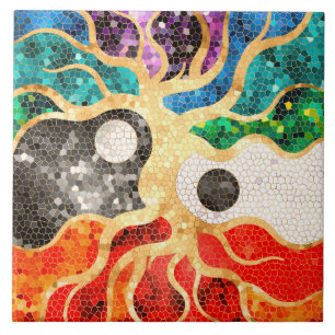 Mosaic Tree of life - Yin Yang Kakelplatta