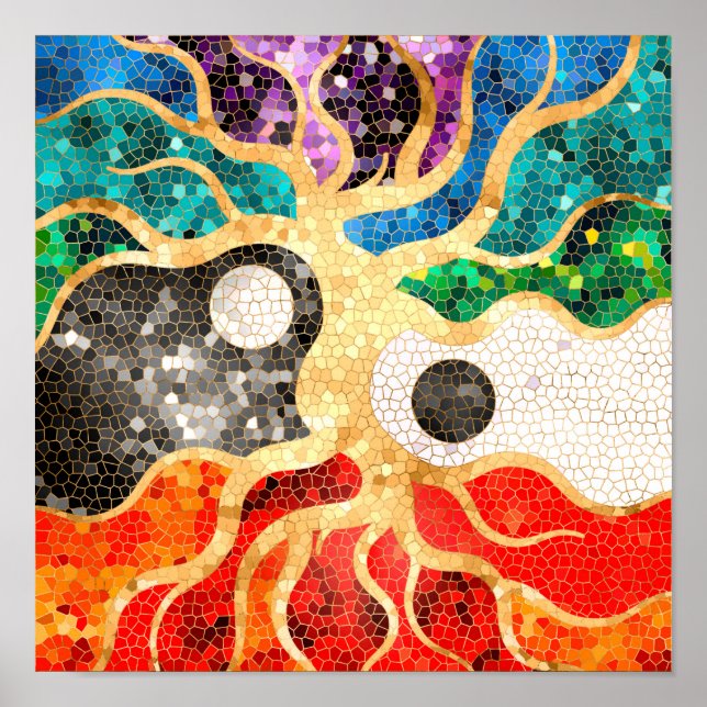 Mosaic Tree of life - Yin Yang Poster (Framsidan)