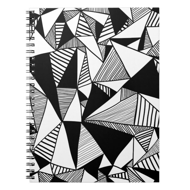 Mosaic Triangles, Black White Struktur. Anteckningsbok (Framsidan)