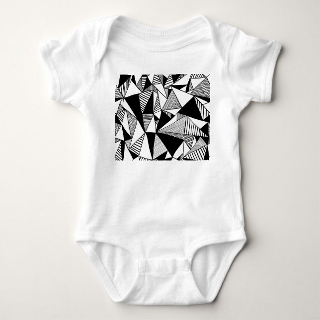 Mosaic Triangles, Black White Struktur. T Shirt (Framsida)