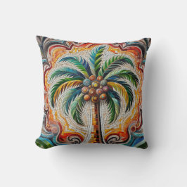 Mosaic Tropical Handflatan Träd Art Kudde