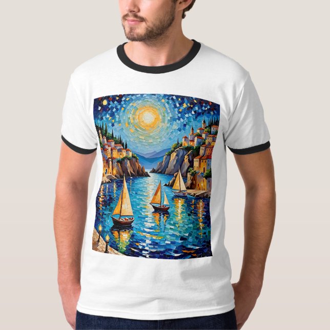 Mosaic Tshirt Design för Medelhavsfartyg T Shirt (Framsida)