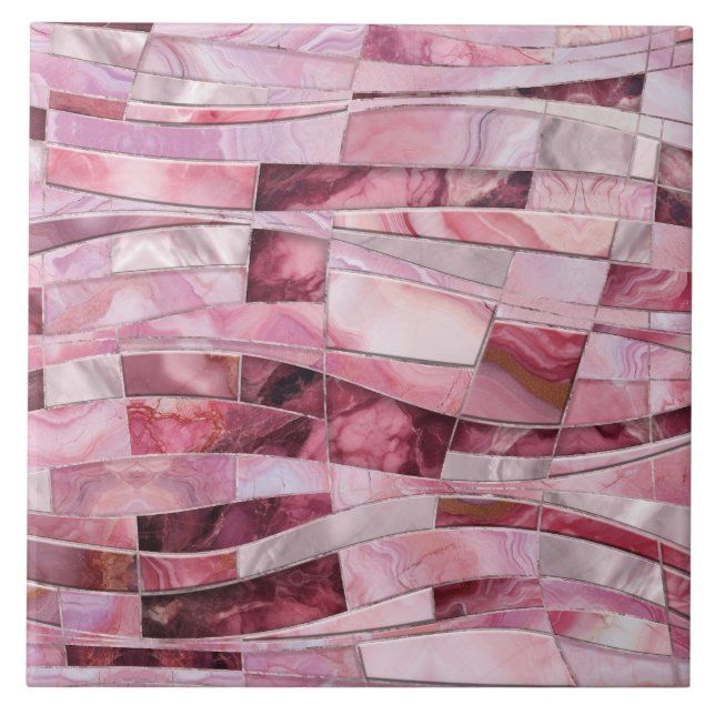 Mosaic Vågar - Rosa Marble Abstrakt Kakelplatta (Framsidan)