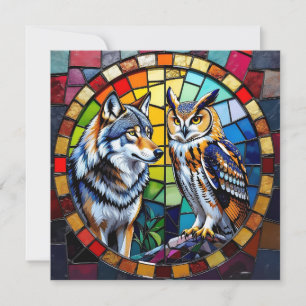 Mosaic Varg och Uggla Vibrant Art