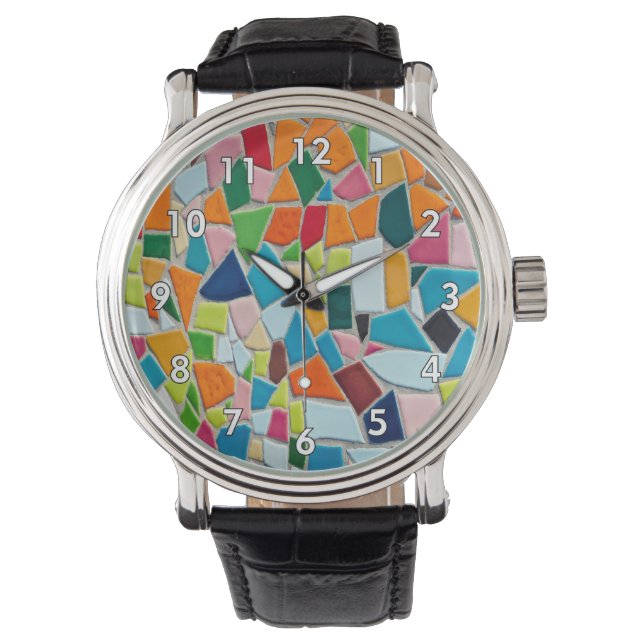 Mosaic Wall med vita kantnummer Armbandsur (Framsida)