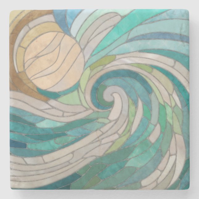 Mosaic Wave och Måne Stenunderlägg (Framsidan)