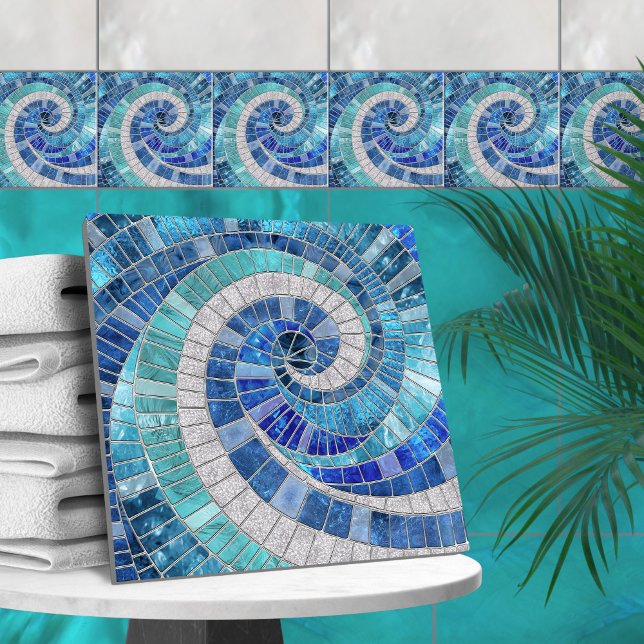 Mosaic Wave Spiral - Ocean Tiles Kakelplatta (Skapare uppladdad)