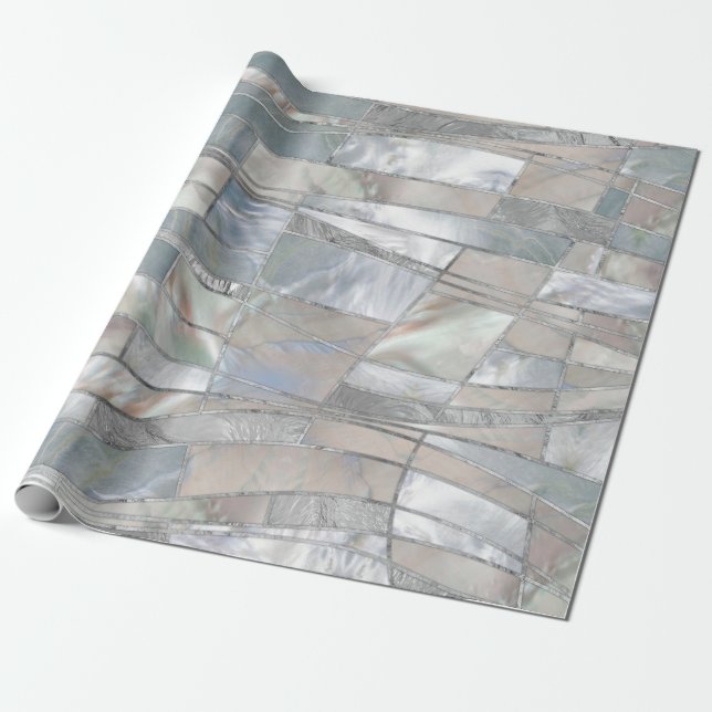 Mosaic Waves Art - Just Pearl Presentpapper (Utrullad)