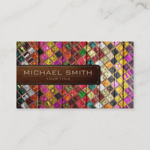 Mosaic Wooden Elegant Leather Se nr 10 Visitkort