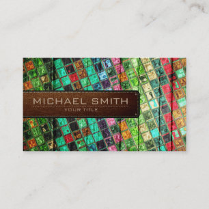 Mosaic Wooden Elegant Leather Se nr 13 Visitkort