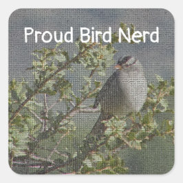 Mosaic Woodland Animal Birder Proud Bird Nerd Fyrkantigt Klistermärke