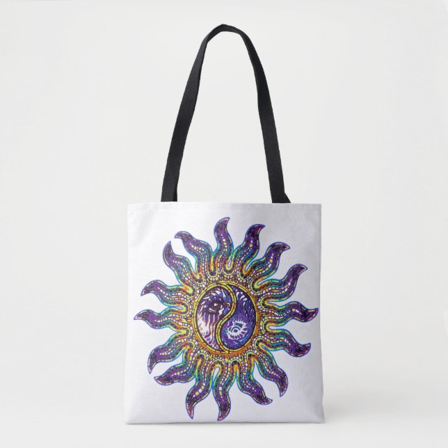 Mosaic Yin Yang Sol Tote Bag Tygkasse (Framsida)