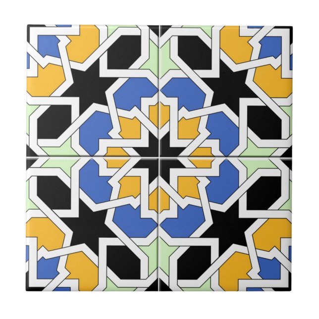 Mosaico 02 de azulejo marroquí azul y negro en kakelplatta (Framsidan)