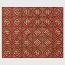 Mosaik Abstrakt Blommigt Art röd och brun Presentpapper