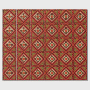 Mosaik Abstrakt Blommigt Art röd och brun Presentpapper