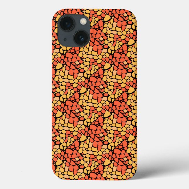Mosaik abstrakt mönster kakel gul orange svart (Baksida)