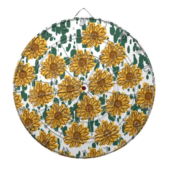 Mosaik Abstrakt Solrosor Terrazzo Mönster Darttavla (Framsidan)
