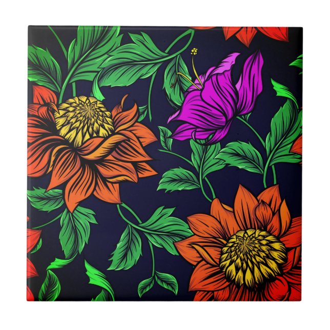Mosaik-antika färger av blommor, keramiskt plattor kakelplatta (Framsidan)