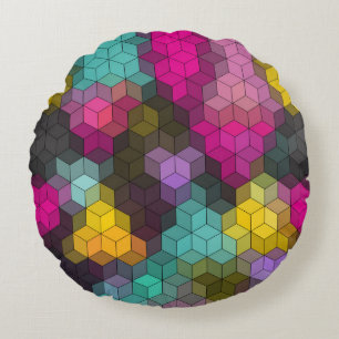 Mosaik av abstraktens geometriska moderna sexhörni rund kudde