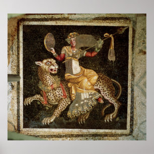 Mosaik av Dionysus som rider en ANNONS för Leopar Poster