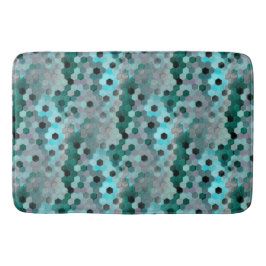 Mosaik av hexagoner eller kuber i nyanser cyan til badrumsmatta