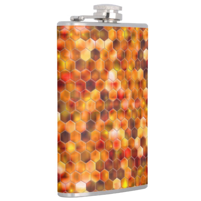 Mosaik av hexagoner på prickar i rödfärgade toner  fickplunta (Höger)