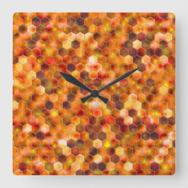 Mosaik av hexagoner på prickar i rödfärgade toner  fyrkantig klocka