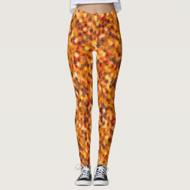Mosaik av hexagoner på prickar i rödfärgade toner  leggings