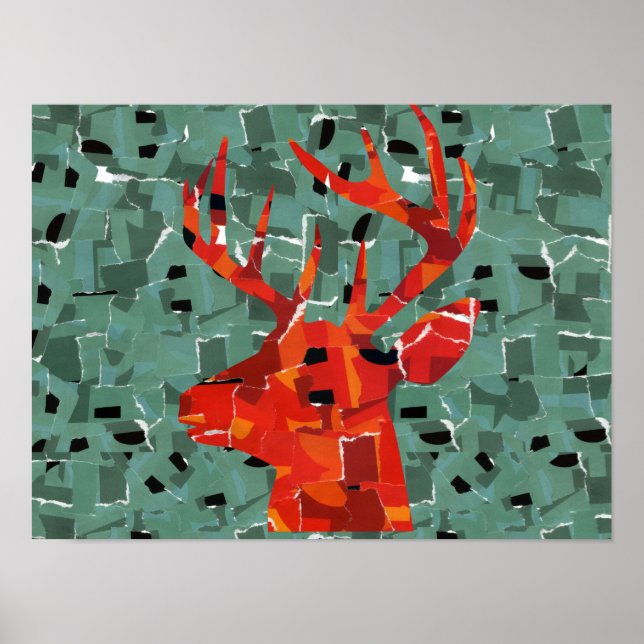 Mosaik av hjorthuvud siluett poster (Framsidan)