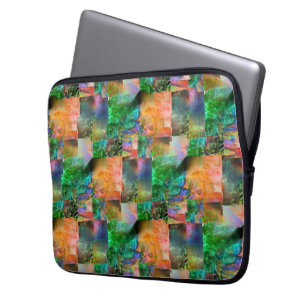 Mosaik av rött struktur med lövningsillusion laptop fodral