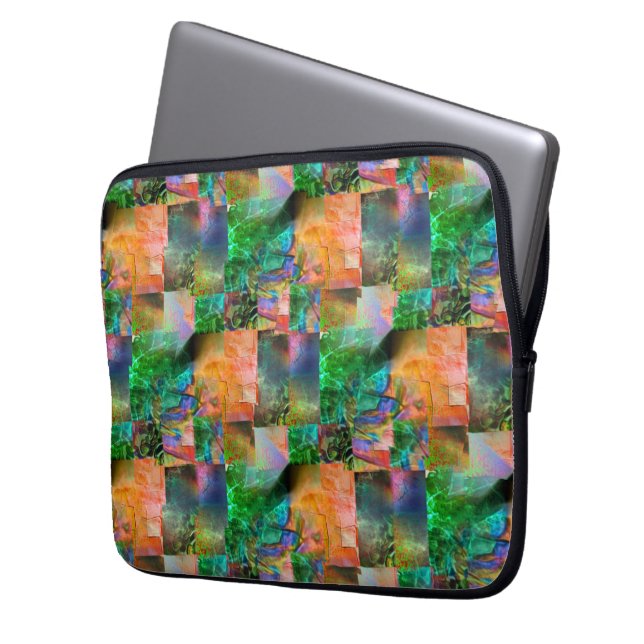 Mosaik av rött struktur med lövningsillusion laptop fodral (Framsidan Vänster)